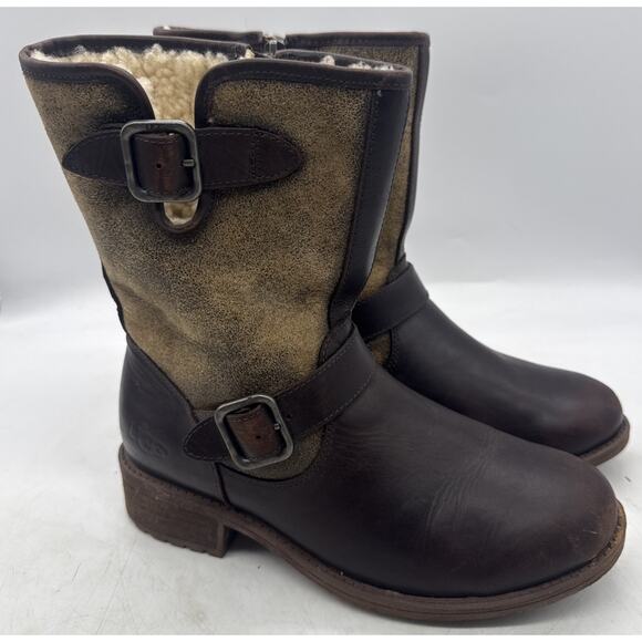 UGG Brown and Tan Heeled Boots - Picture 1 of 8